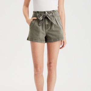High Waisted Paper Bag Shorts